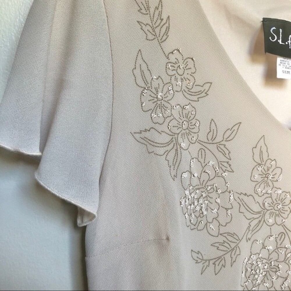 S.L. Fashions Vintage Floral V-Neck Dress NWT Size 10 Balletcore Minimalist - Picture 6 of 16